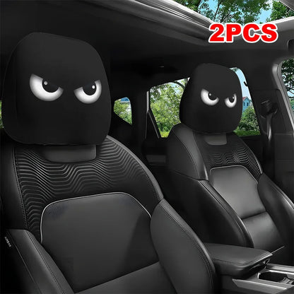 2PCS Cartoon Eyes Headrest Covers – Festive Car Interior Decor Black 2PCS – Car Accessories | MotorWorld Marketplace