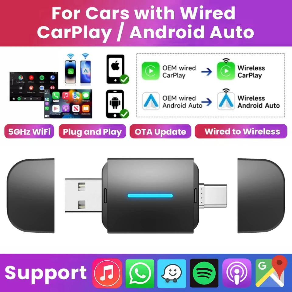 Clé USB Android Auto CarPlay 2 en 1 Type-C pour Chevy/VW