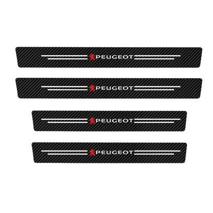4pcs Leather Door Sill Protectors for Peugeot 206-3008, Anti-Scratch