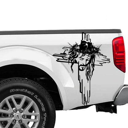 Christian Cross Car Decal – Jesus Crow Vinyl Auto Sticker