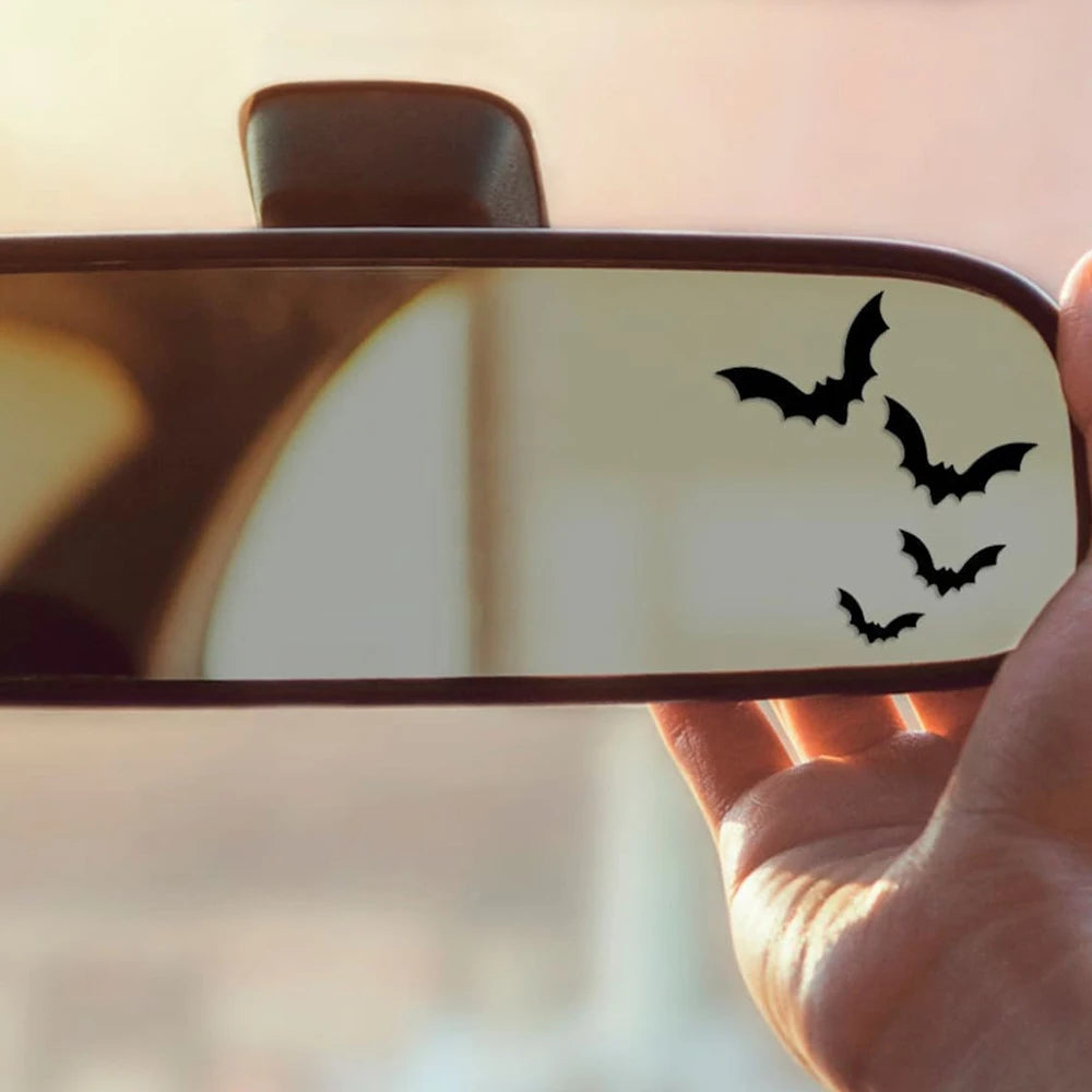 Spooky Bats Car Rearview Mirror Decal – Waterproof Vinyl – Car Accessories | MotorWorld Marketplace