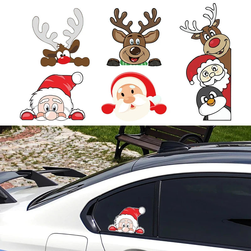Christmas Santa Claus Waterproof Reflective Car Sticker Decal