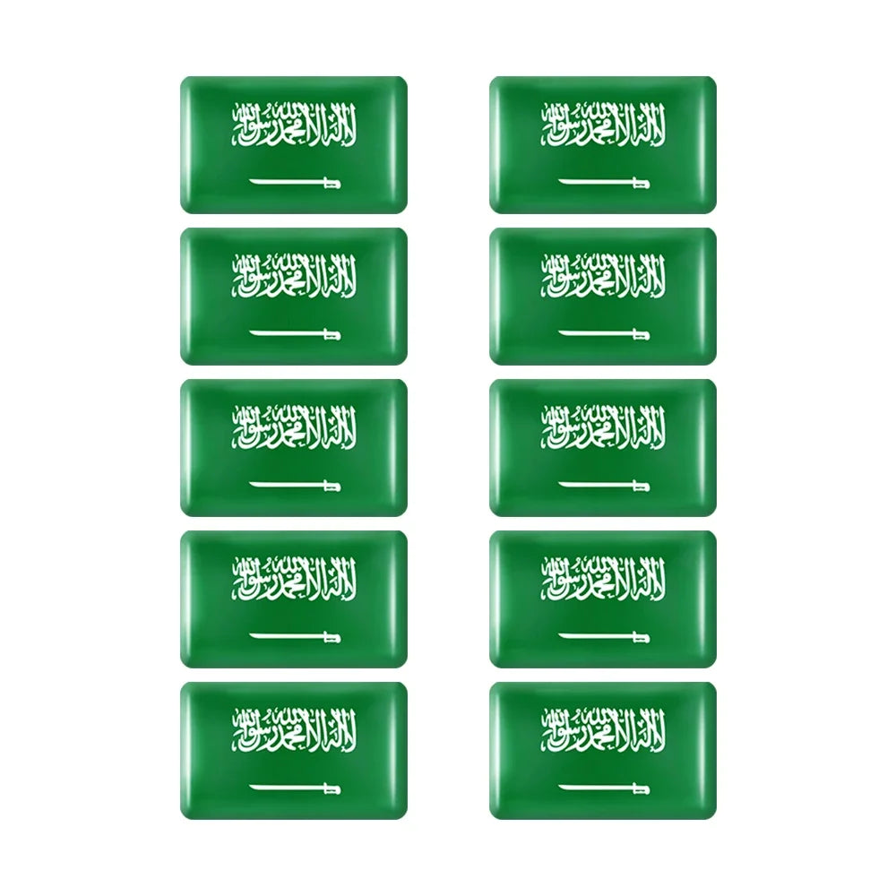 10pcs Epoxy Flag Badge Decals UAE, NL, RU, BR, IT, TH