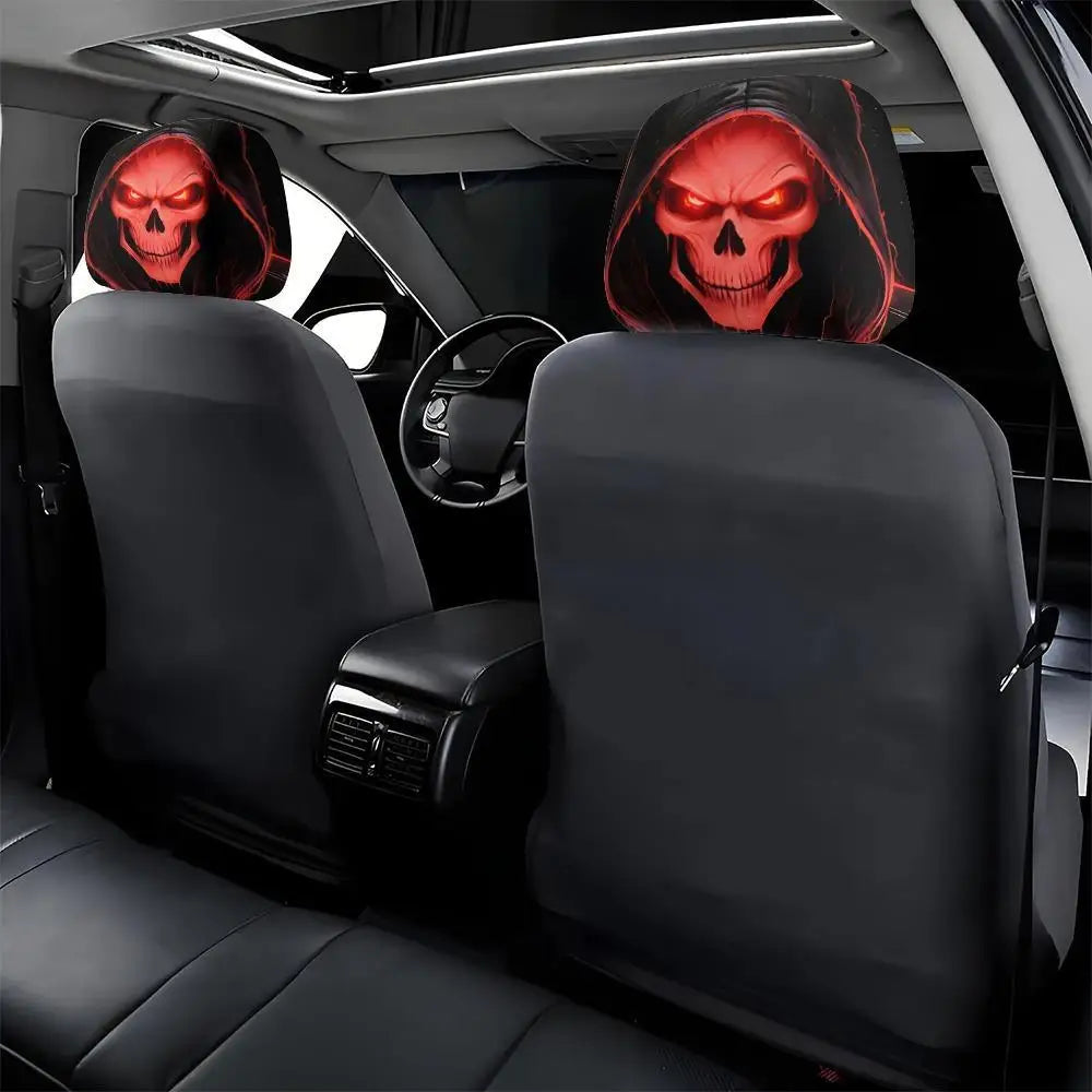 2Pcs Grim Reaper Skull Headrest Covers—Halloween Auto Decor – Car Accessories | MotorWorld Marketplace