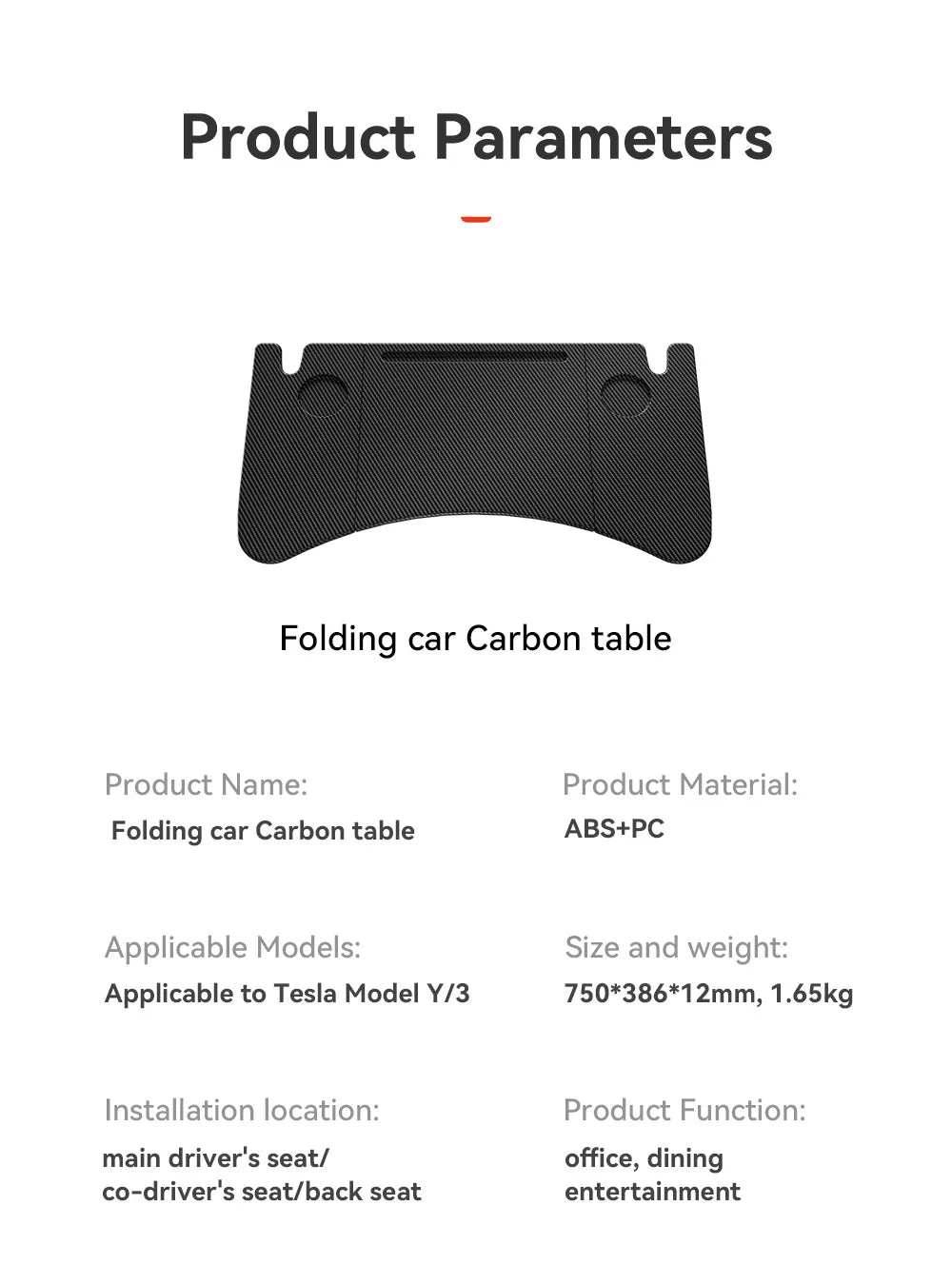 Tesla Model X/S/3/Y 2018-2025 Steering Wheel Desk Tray