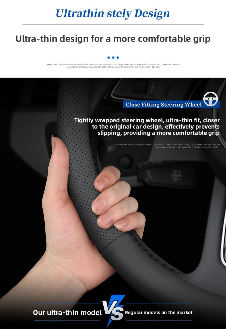 Premium Leather Steering Wheel Cover for Mercedes 38cm – Car Accessories | MotorWorld Marketplace