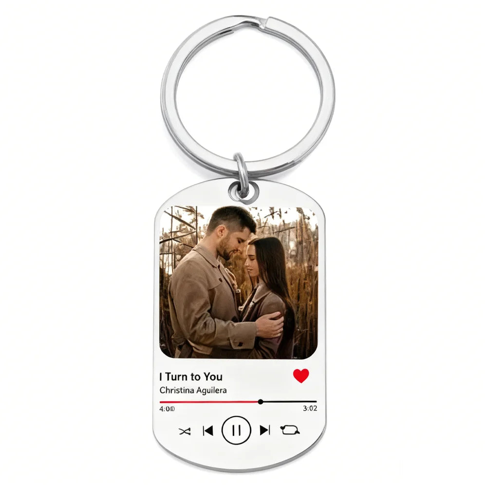 Custom Music Song Photo Name Keychain – Stainless Steel Gift 50MM 28MM – Car Accessories | MotorWorld Marketplace