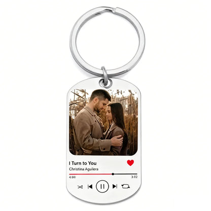 Custom Music Song Photo Name Keychain – Stainless Steel Gift 50MM 28MM – Car Accessories | MotorWorld Marketplace