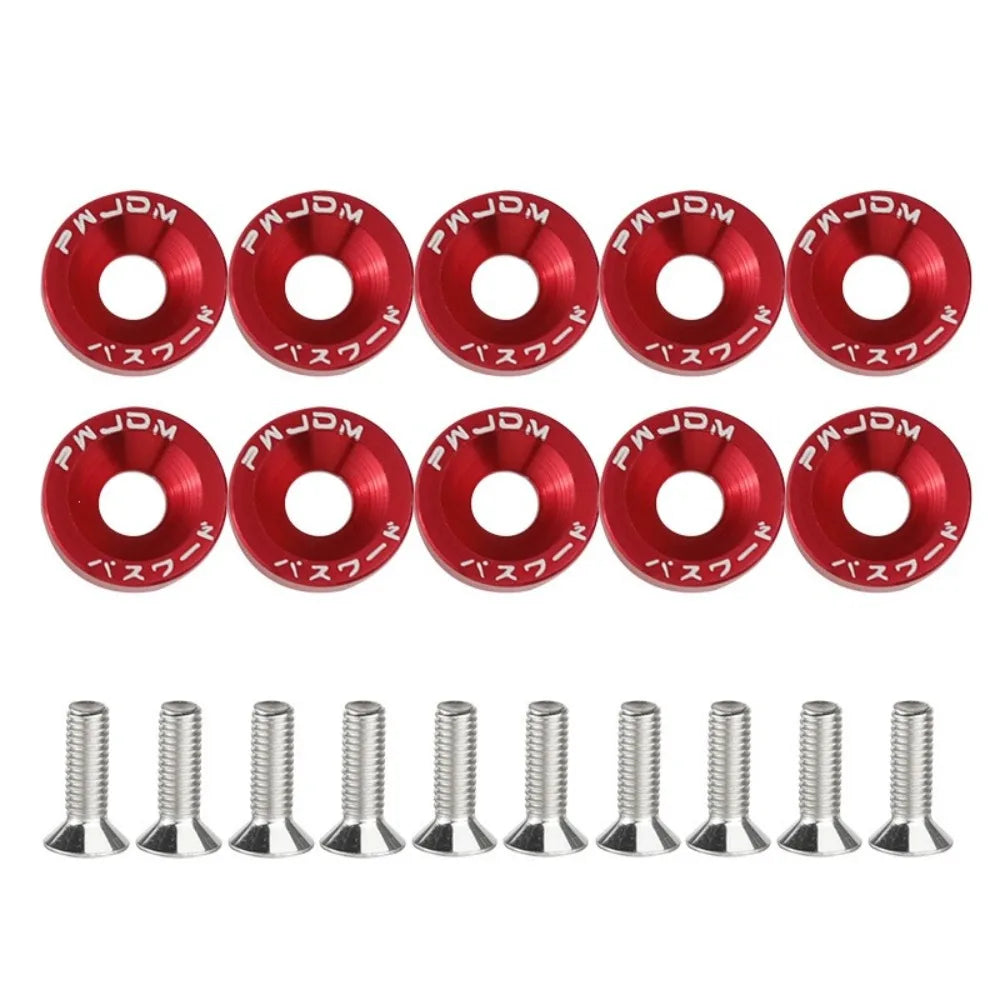 10Pcs M6 JDM Aluminum Washers Hex Screws Car/Scooter Mods Red – Car Accessories | MotorWorld Marketplace