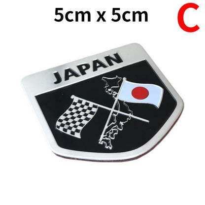 Universal 3D Aluminum Japan Flag Emblem Badge Decal