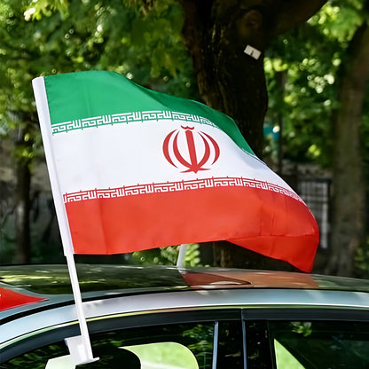 Iran Car Window Flag 30x45cm, Patriotic Auto Accessory