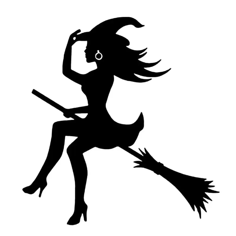 Witch Broom Halloween Vinyl Decal for Car & More Glossy Black – Car Accessories | MotorWorld Marketplace