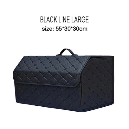 Boîte de rangement pour coffre de voiture en cuir de qualité supérieure, grande capacité