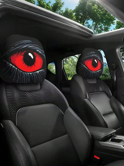 2Pcs Red Evil Eye Headrest Covers – Durable, Stylish Decor 2Pc – Car Accessories | MotorWorld Marketplace