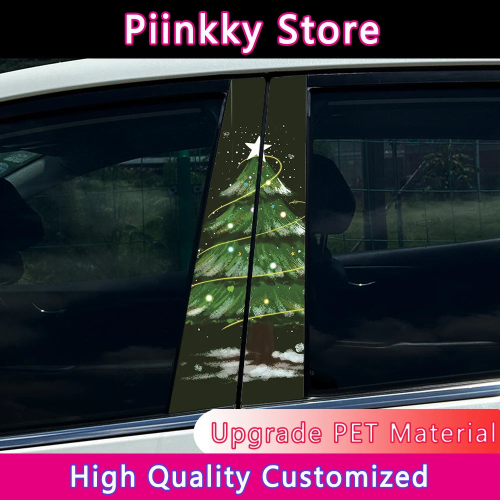 Christmas Tree B-Pillar Decal | Scratch Cover, Waterproof