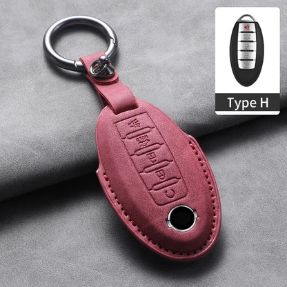 Nissan 5-Button Leather Key Case Cover X-Trail/Rogue/Altima
