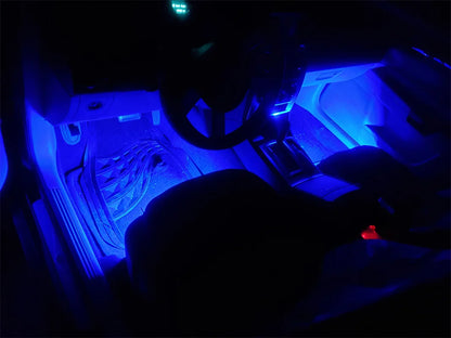 Lot de 4 lumières d'ambiance LED RVB pour voiture, contrôle par application USB
