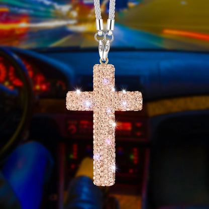 Crystal Diamond Cross Mirror Hanger – Universal Auto Decor