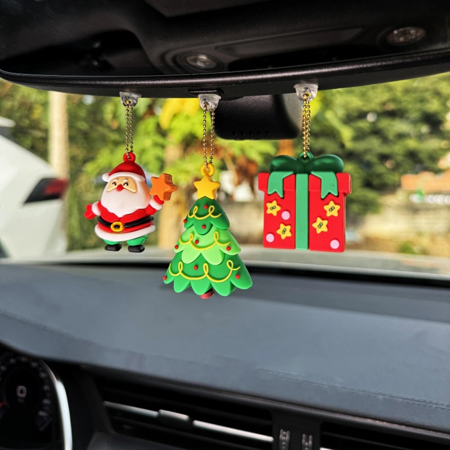 3/5Pcs Xmas Car Mirror Ornaments Set – Santa & Reindeer Decor – Car Accessories | MotorWorld Marketplace