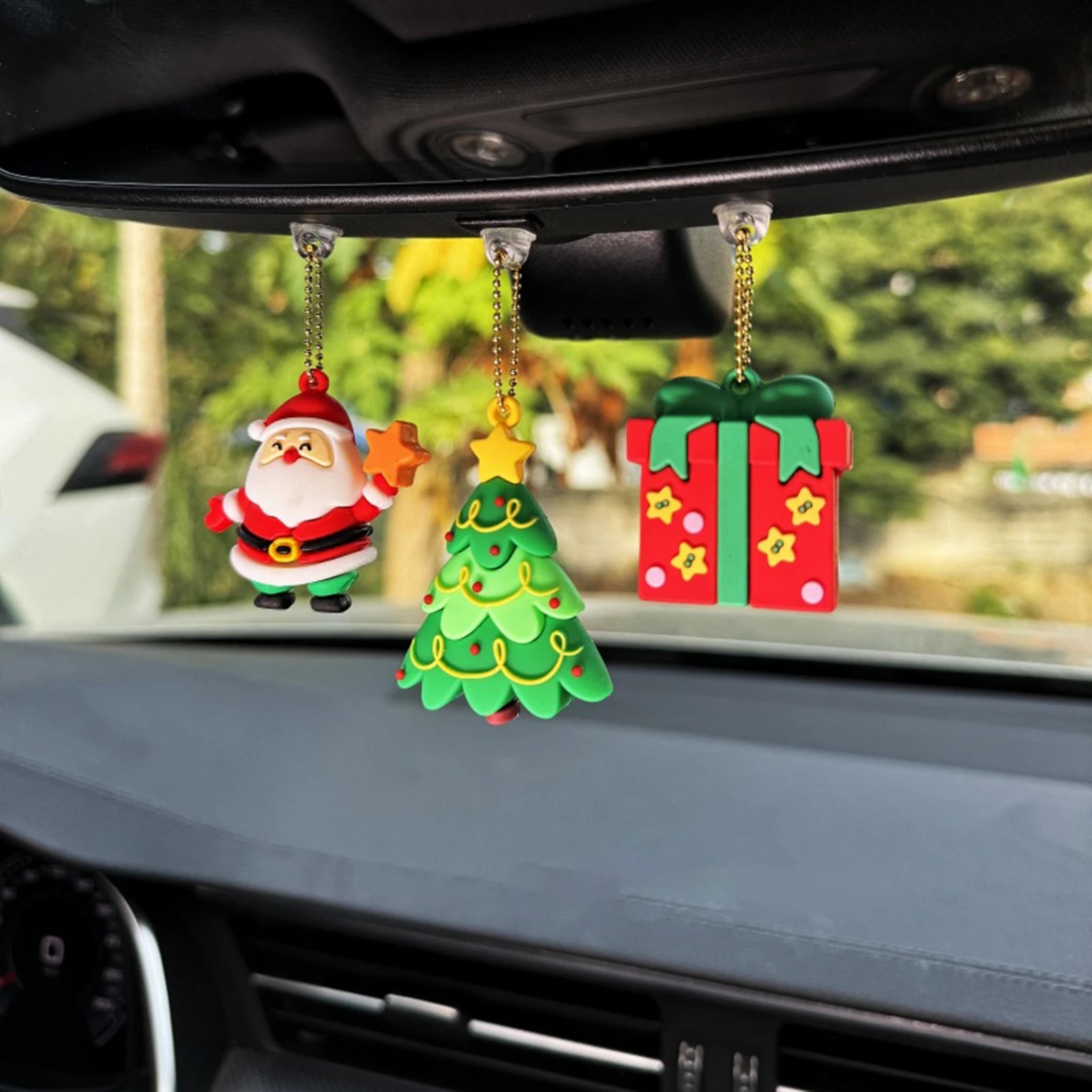 3/5Pcs Xmas Car Mirror Ornaments Set – Santa & Reindeer Decor – Car Accessories | MotorWorld Marketplace
