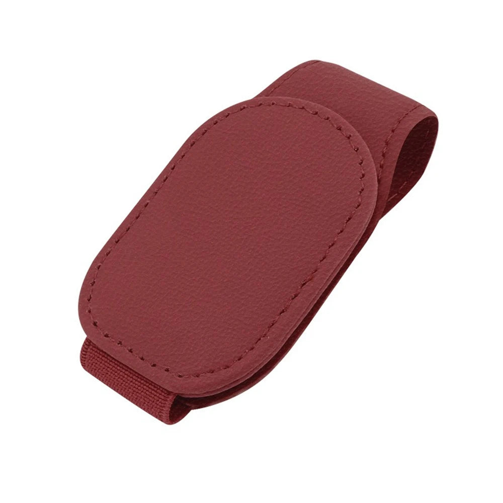 Magnetic Leather Car Eyeglass Clip | Universal Sunglass Holder Wine Red – Car Accessories | MotorWorld Marketplace