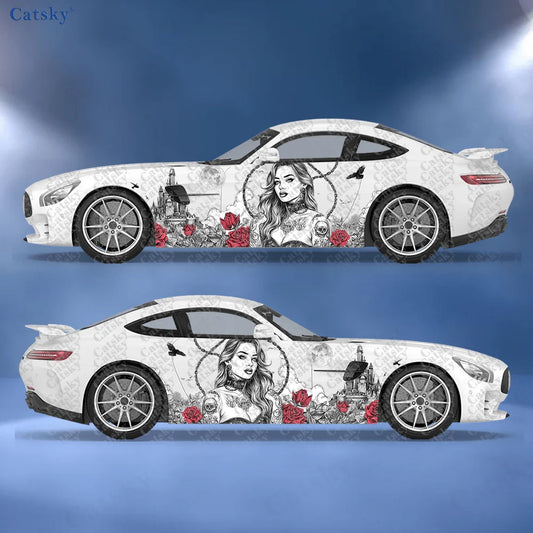 2pcs Gothic Rose Woman Car Stickers – Durable, Easy Apply A – Car Accessories | MotorWorld Marketplace