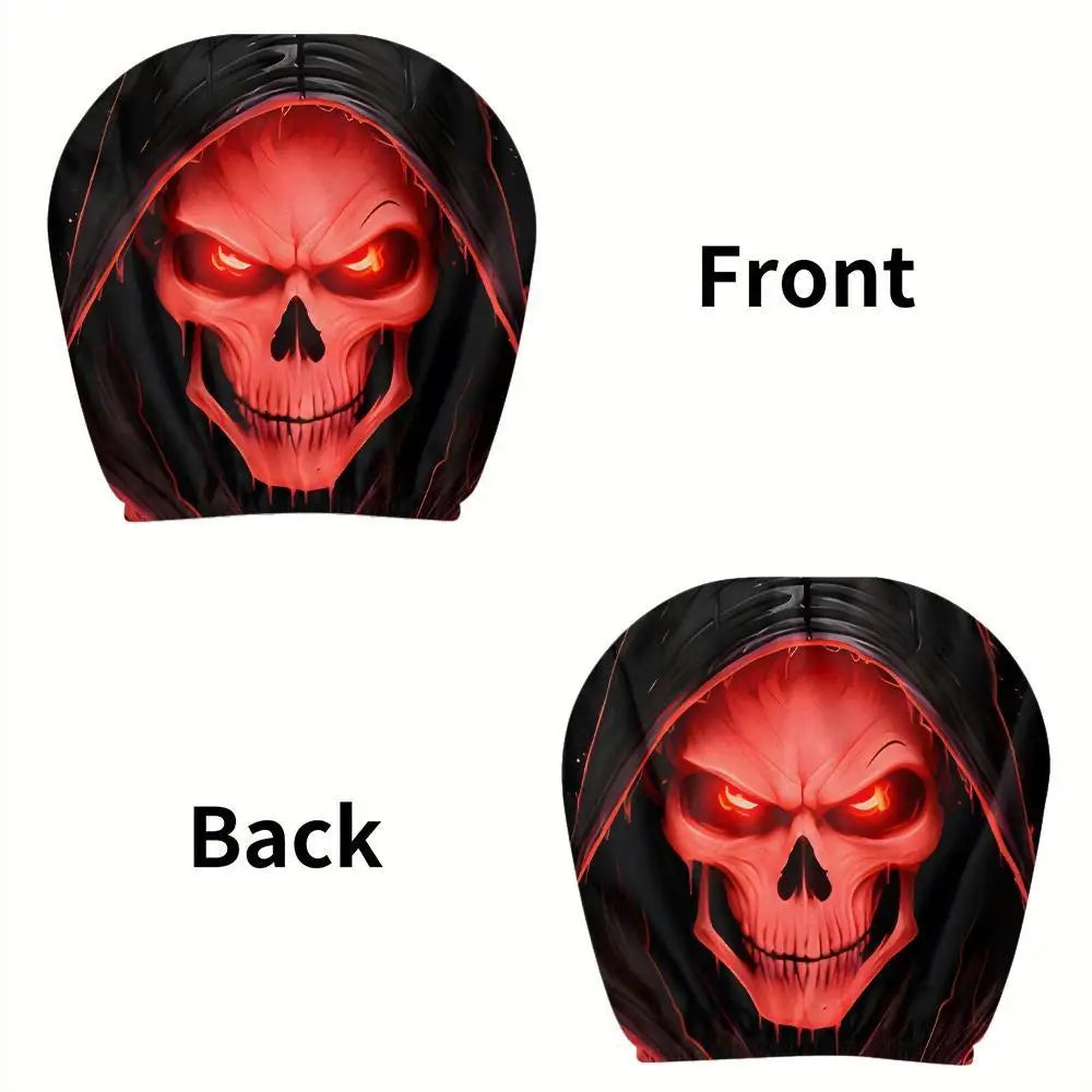 2Pcs Grim Reaper Skull Headrest Covers—Halloween Auto Decor – Car Accessories | MotorWorld Marketplace