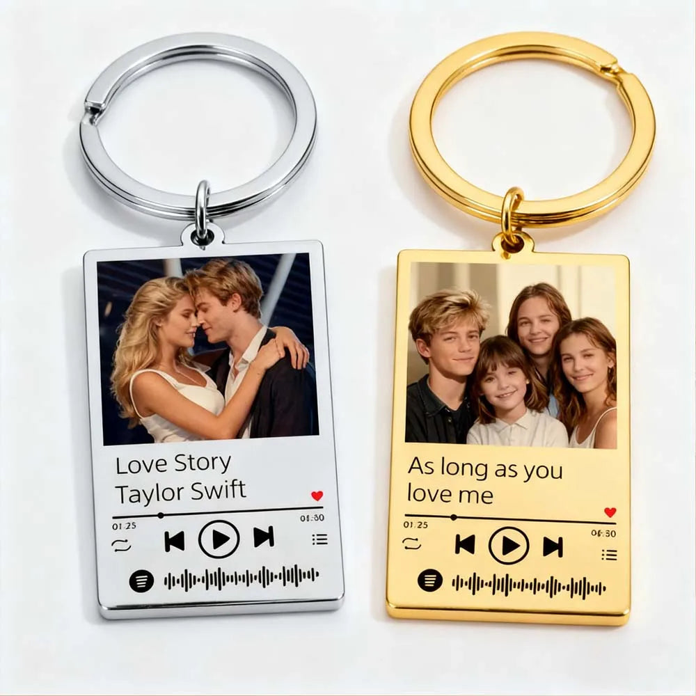 Custom Music Song Photo Name Keychain – Stainless Steel Gift – Car Accessories | MotorWorld Marketplace