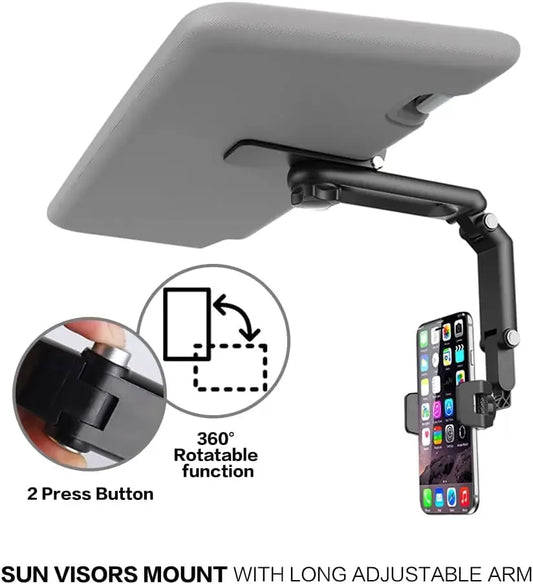Support de téléphone universel 360° pour pare-soleil de voiture, pour iPhone/Android