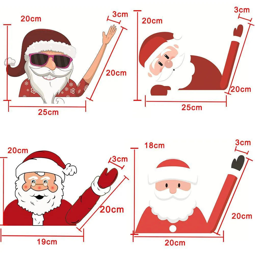 Christmas Car Window Sticker – Santa Elk Glass Decor, Durable