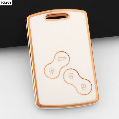 Golden TPU Smart Key Case for Renault Clio/Megane/Koleos