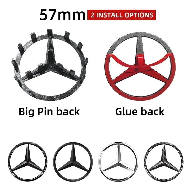 Premium 52mm/2.05in & 57mm/2.24in Steering Wheel Badge for Mercedes-Benz