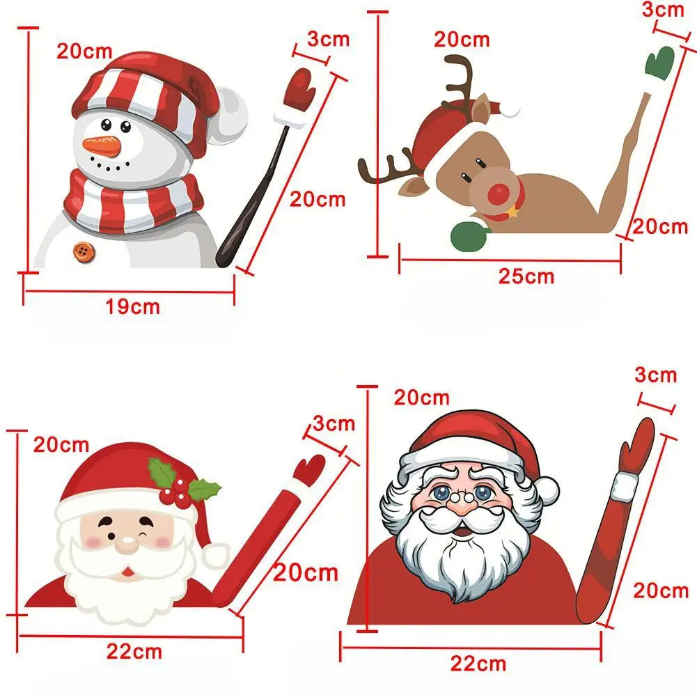 Christmas Car Window Sticker – Santa Elk Glass Decor, Durable
