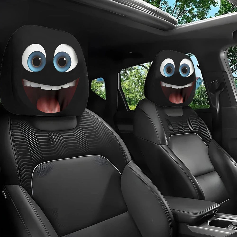 2PCS Cartoon Eyes Headrest Covers – Festive Car Interior Decor Style8 – Car Accessories | MotorWorld Marketplace