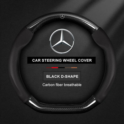 Carbon Fiber Leather Steering Wheel Cover for Mercedes-Benz