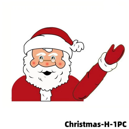 Christmas Car Window Sticker – Santa Elk Glass Decor, Durable