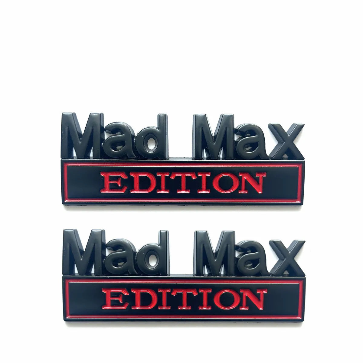 MAD MAX EDITION Metal Car Logo Emblem – Pro Grade Decal black red 2pc – Car Accessories | MotorWorld Marketplace