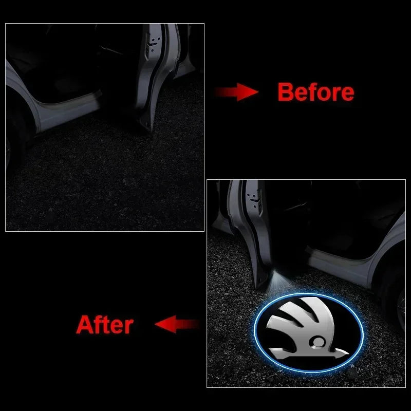 LED Door Projector Lights HD Fit Skoda