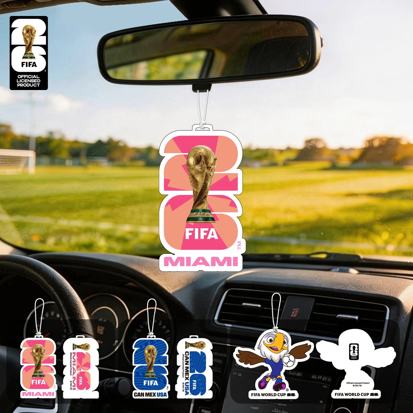 FIFA World Cup 2026 Official 3 Pack Car Air Freshener with Trophy Mascot & Host City Design, Long Lasting Scent for Car & Home FBAF19 – Car Accessories | MotorWorld Marketplace