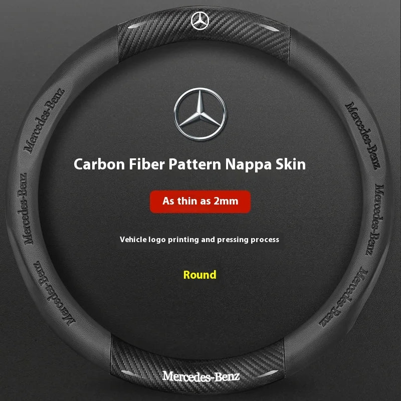 Mercedes-Benz Carbon Fiber Leather Steering Wheel Cover AntiSlip