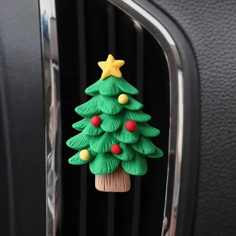 3D Christmas Car Air Vent Aroma Clip – Santa & Elk Resin Decor