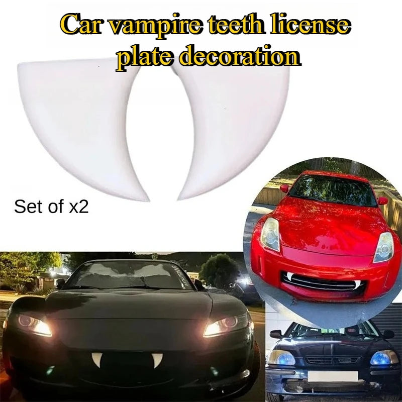 2pcs Vampire Teeth License Plate Fangs - Halloween Car Decor – Car Accessories | MotorWorld Marketplace