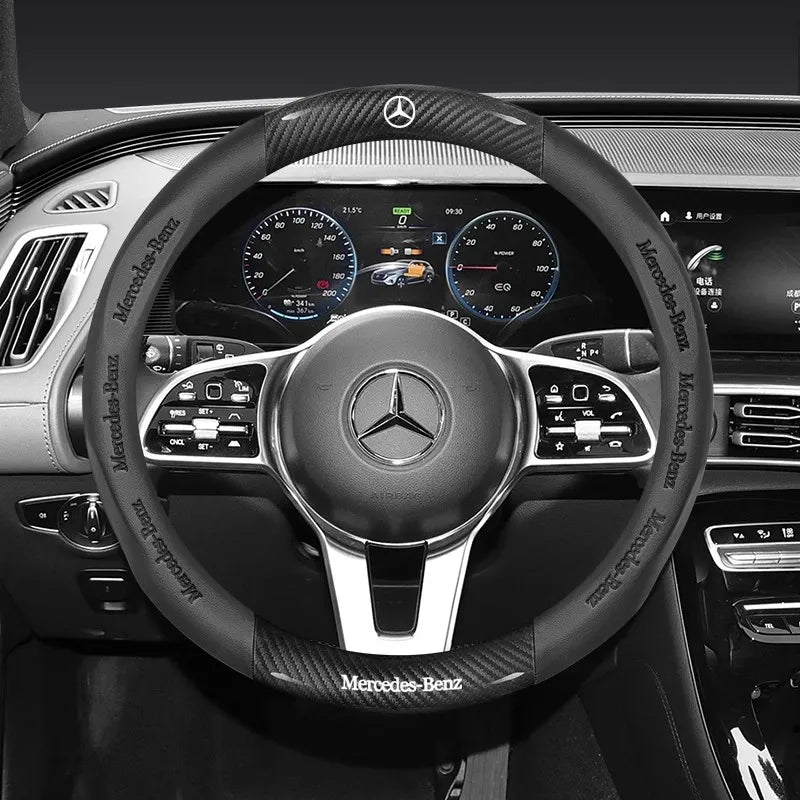 Mercedes-Benz Carbon Fiber Leather Steering Wheel Cover AntiSlip