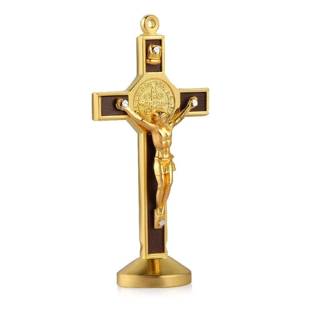 Metal & Wood Jesus Cross Dashboard Ornament – Auto Interior Gold – Car Accessories | MotorWorld Marketplace