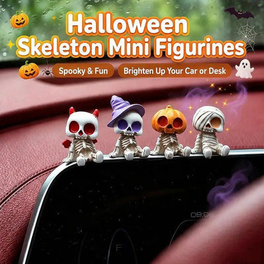 4PCS Halloween Skeleton Figurines – Gothic Car & Desk Decor – Car Accessories | MotorWorld Marketplace