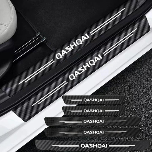 4pcs Carbon Fiber Door Sill Protectors for Nissan Qashqai