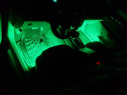 Lot de 4 lumières d'ambiance LED RVB pour voiture, contrôle par application USB