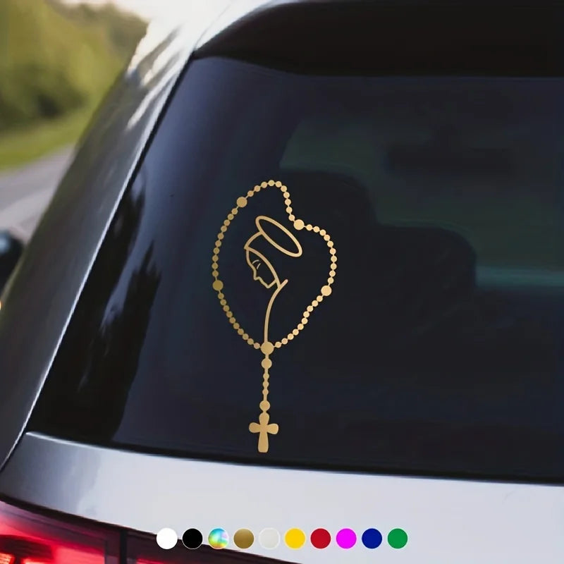 Our Lady Rosary Car Decal – Rear Window Auto Sticker 1pc