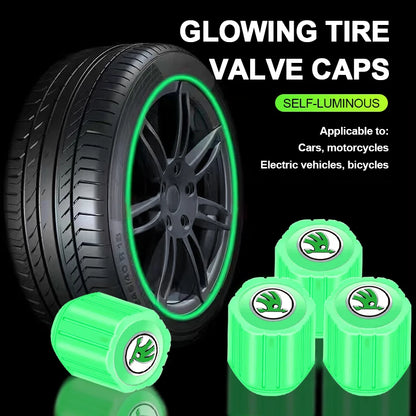 Luminous Tire Valve Caps Emblem for Skoda