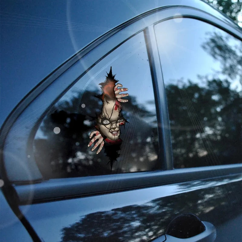 Horror Skull Cracked Car Sticker – Pro Halloween Decal – Car Accessories | MotorWorld Marketplace